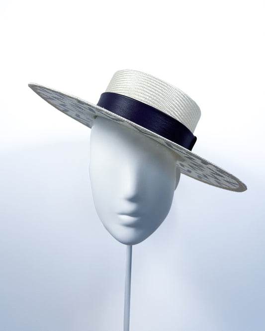 Ivory and Purple Ombre Print Boater - BY⭑SHIMMER
