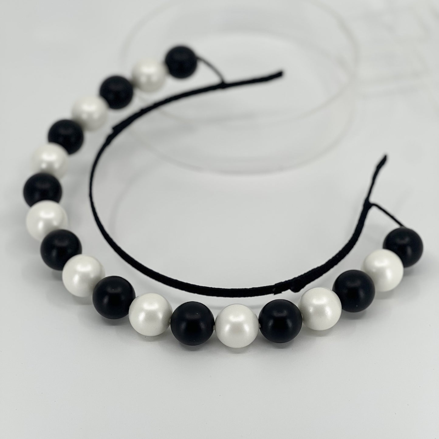 Black and White Beaded Halo Headpiece - BY⭑SHIMMER