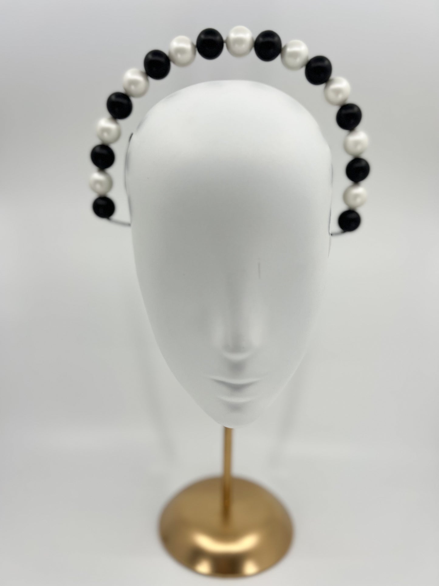Black and White Beaded Halo Headpiece - BY⭑SHIMMER