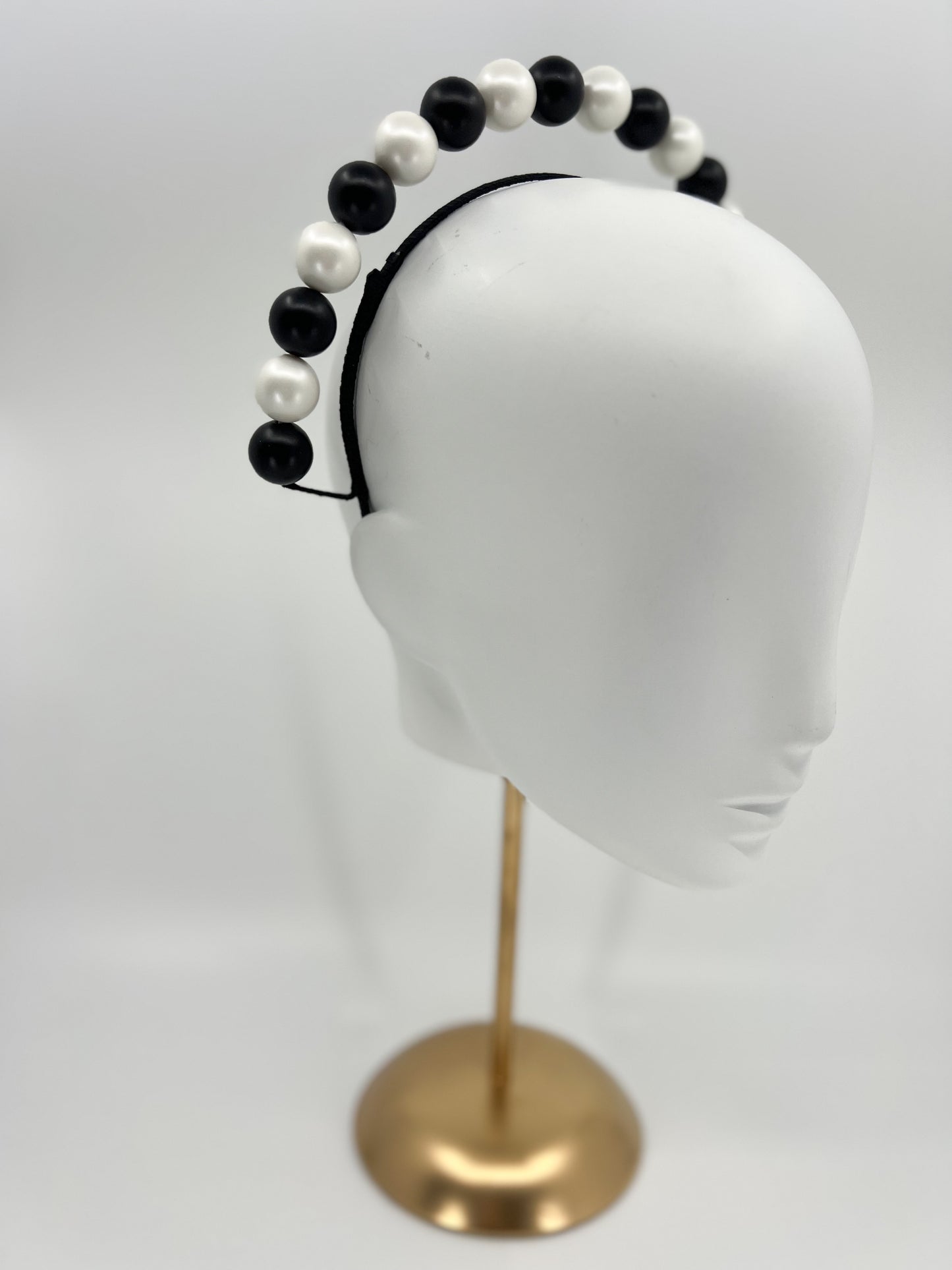Black and White Beaded Halo Headpiece - BY⭑SHIMMER