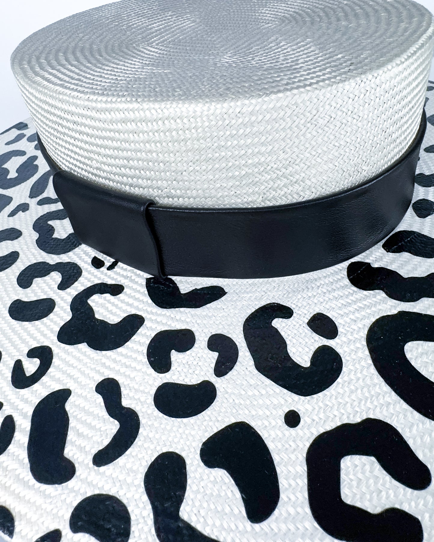 Ivory and Black Animal Print Boater - BY⭑SHIMMER