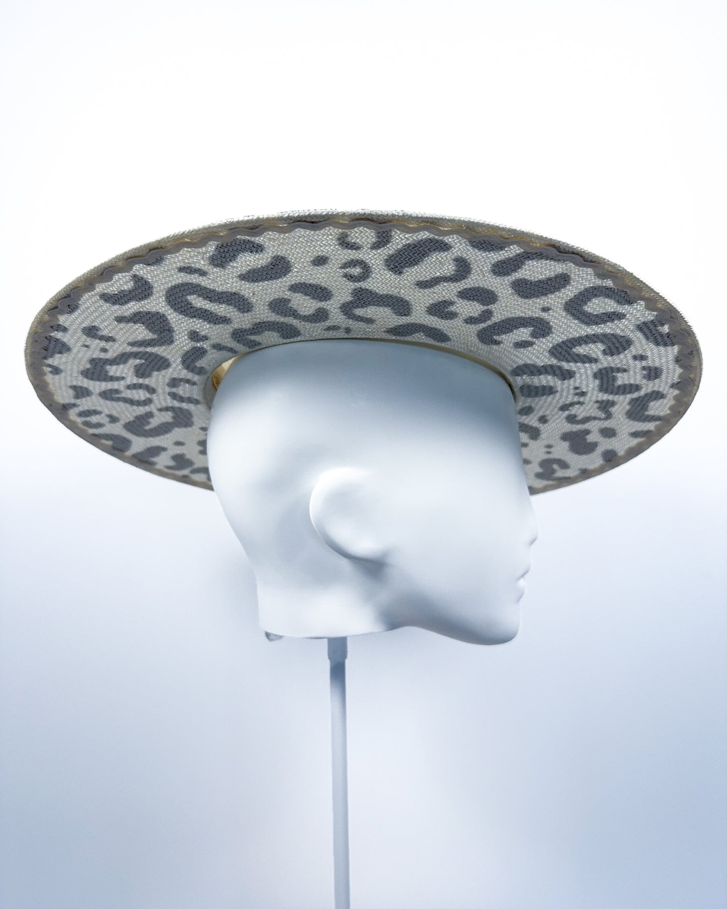 Ivory and Black Animal Print Boater - BY⭑SHIMMER