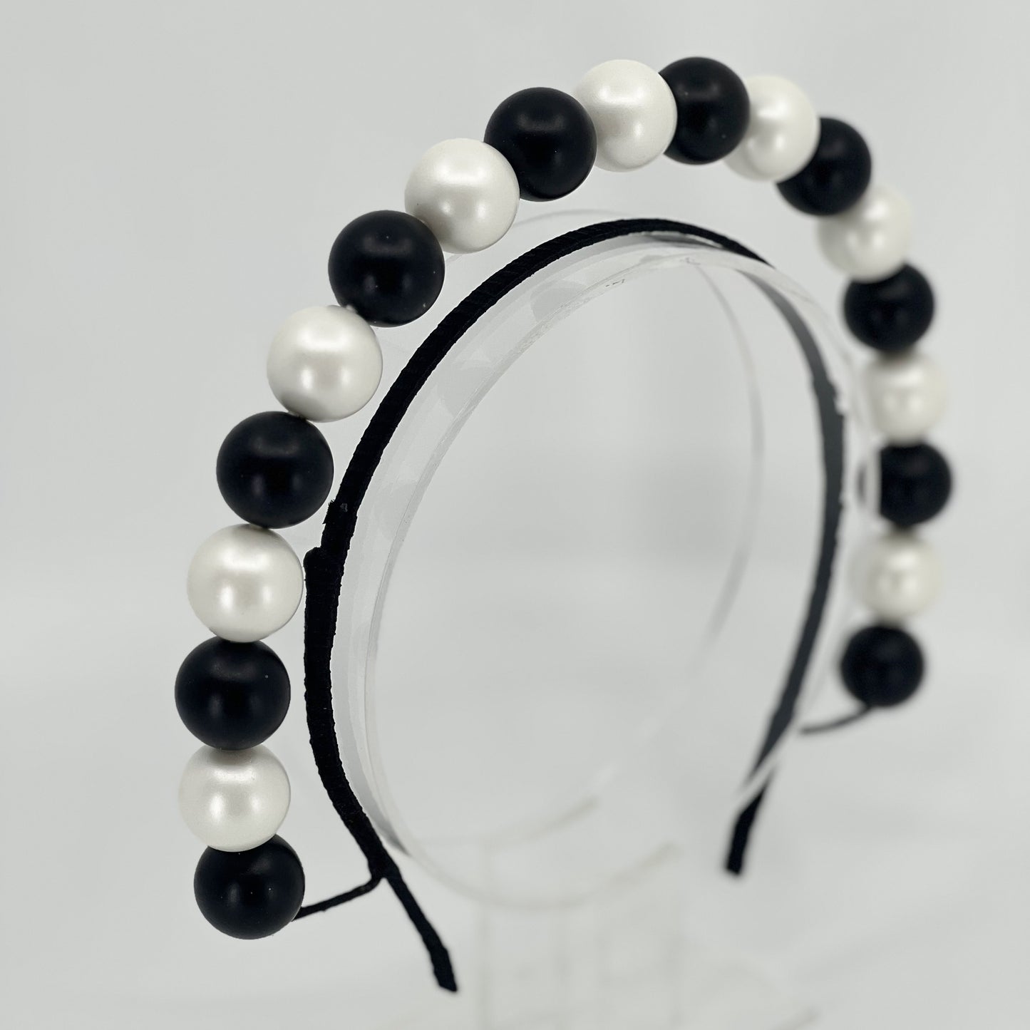Black and White Beaded Halo Headpiece - BY⭑SHIMMER