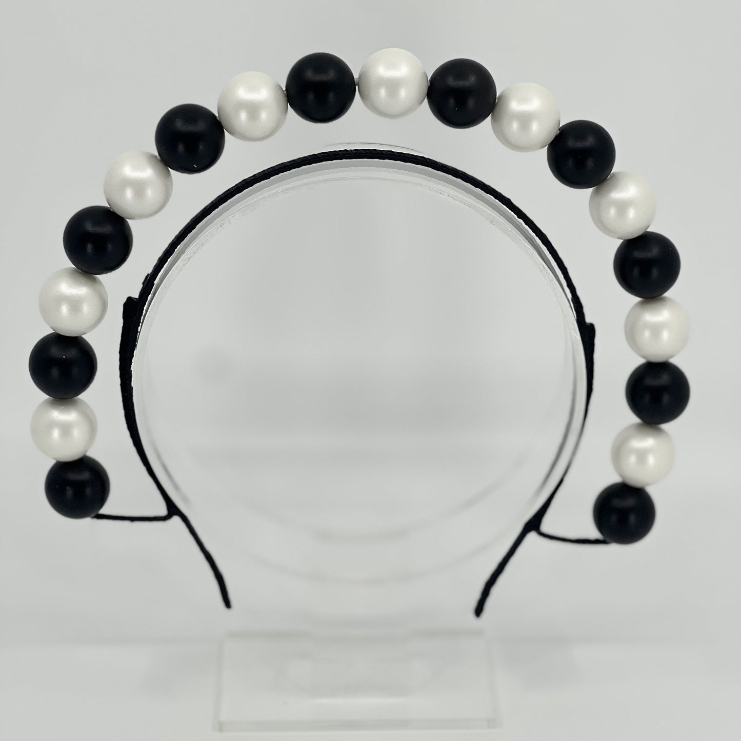 Black and White Beaded Halo Headpiece - BY⭑SHIMMER
