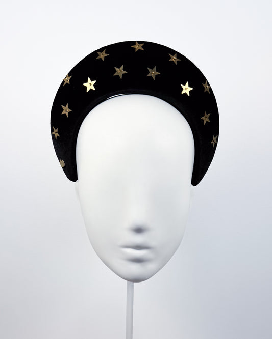 Black Velvet Halo with Gold Stars - BY⭑SHIMMER