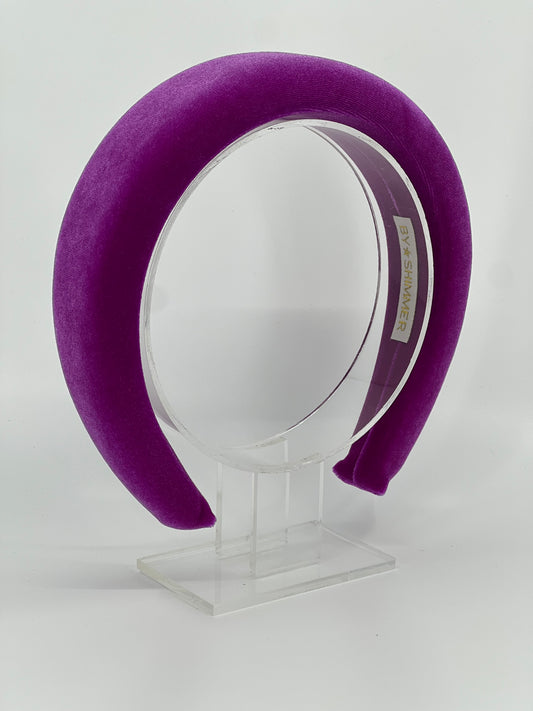 Fuchsia Luxury Velvet Padded Headband - BY⭑SHIMMER