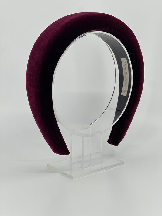 Burgundy Luxury Velvet Padded Headband - BY⭑SHIMMER