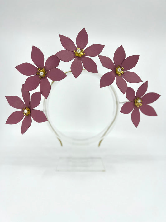Blush Pink Leather Flower Headpiece - BY⭑SHIMMER