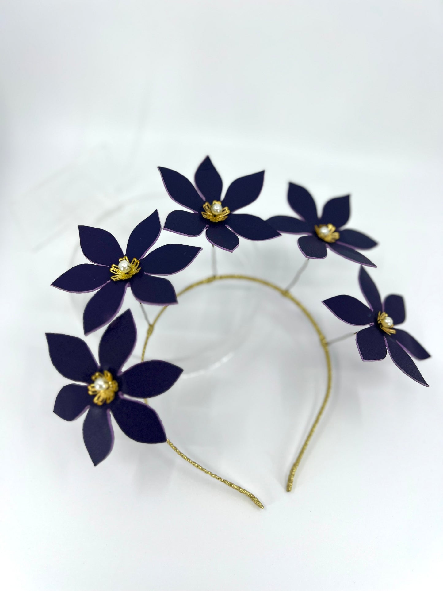 Dark Purple Leather Flower Headpiece - BY⭑SHIMMER