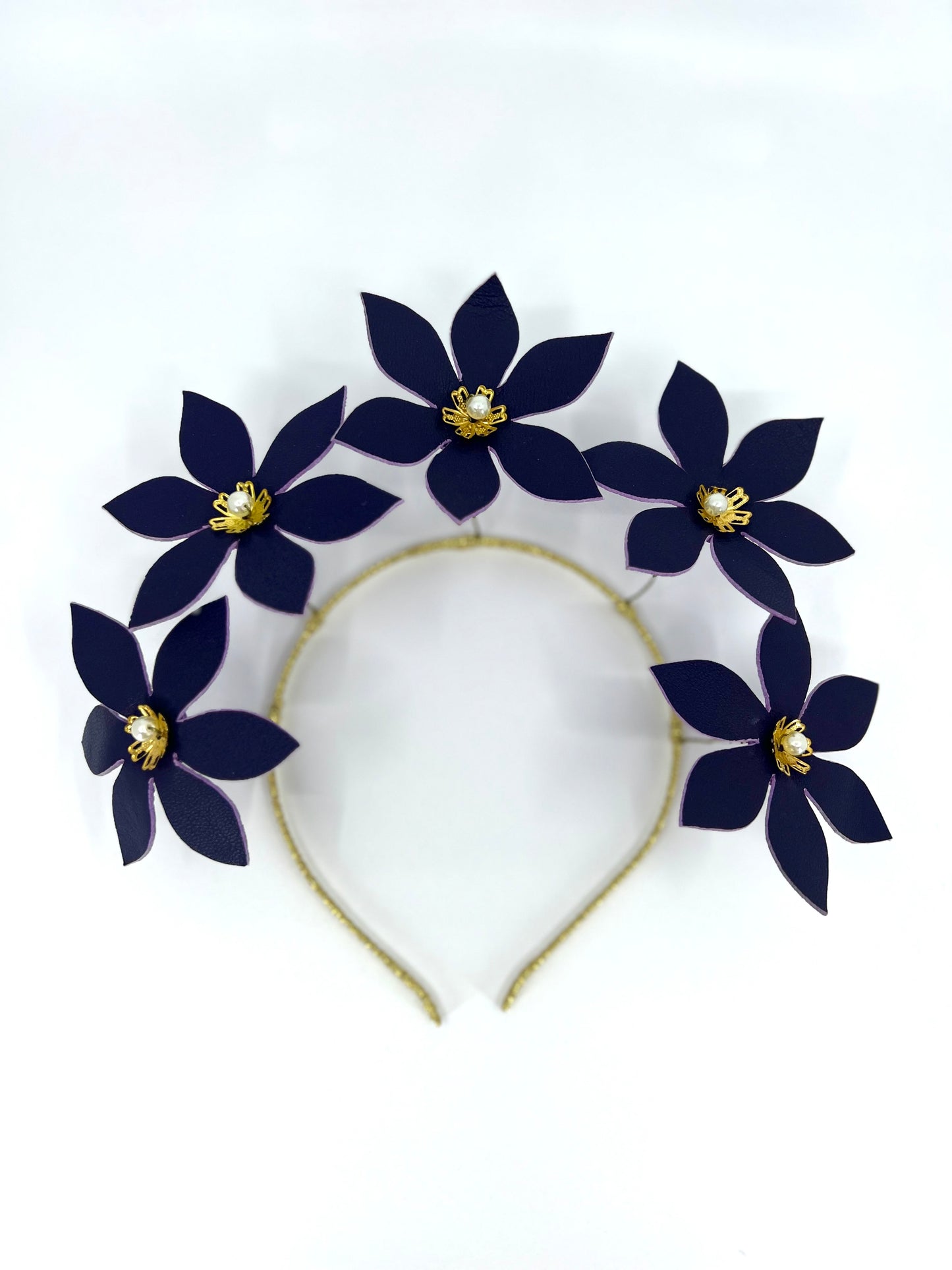 Dark Purple Leather Flower Headpiece - BY⭑SHIMMER