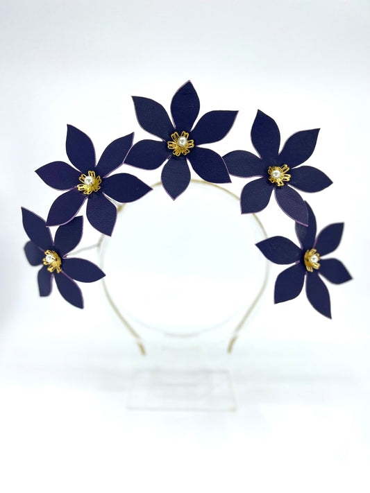 Dark Purple Leather Flower Headpiece - BY⭑SHIMMER