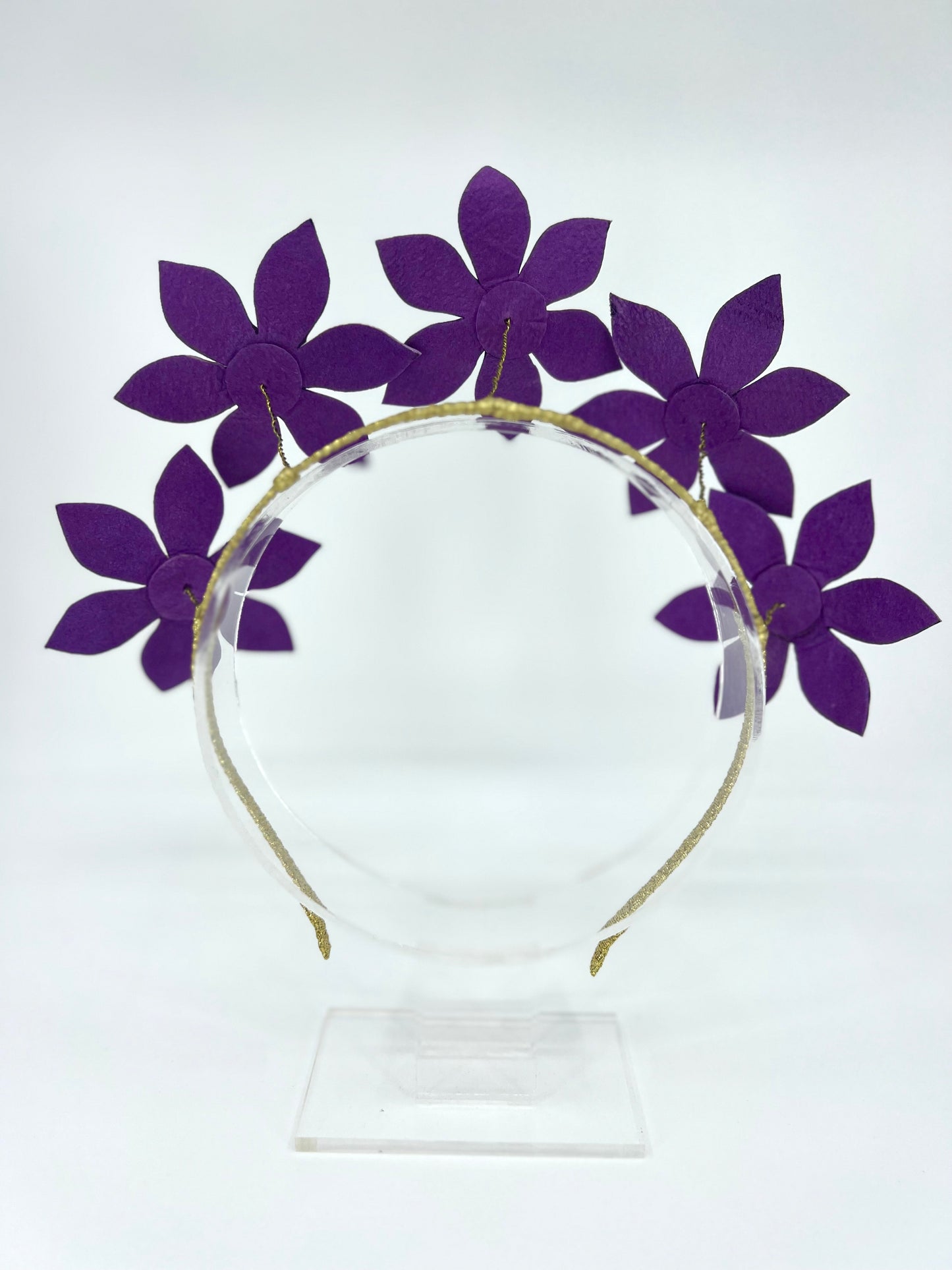 Dark Purple Leather Flower Headpiece - BY⭑SHIMMER