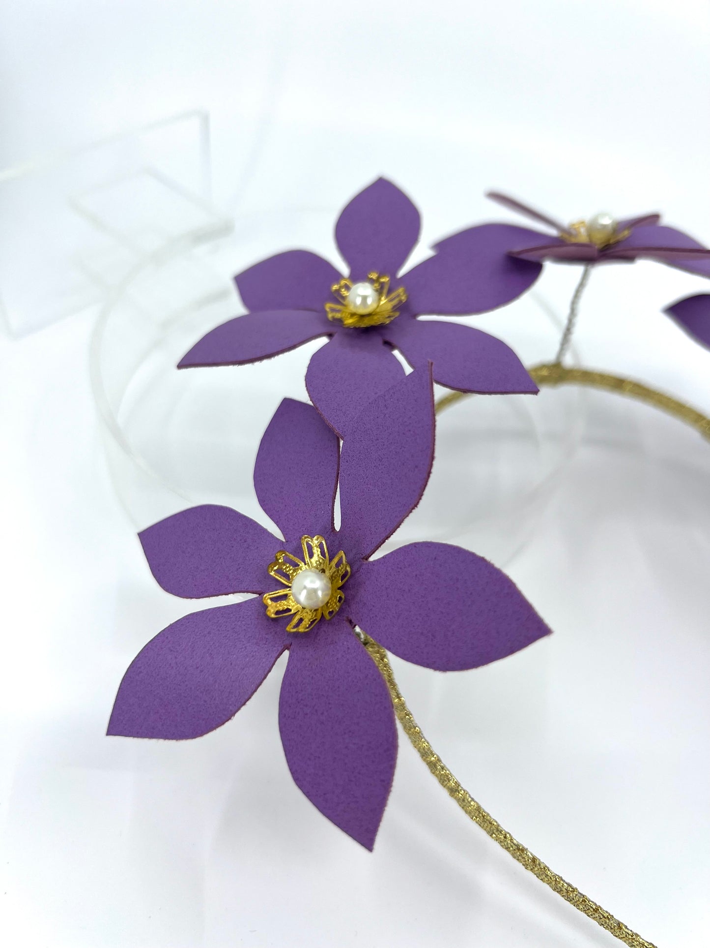 Purple Leather Flower Headpiece - BY⭑SHIMMER