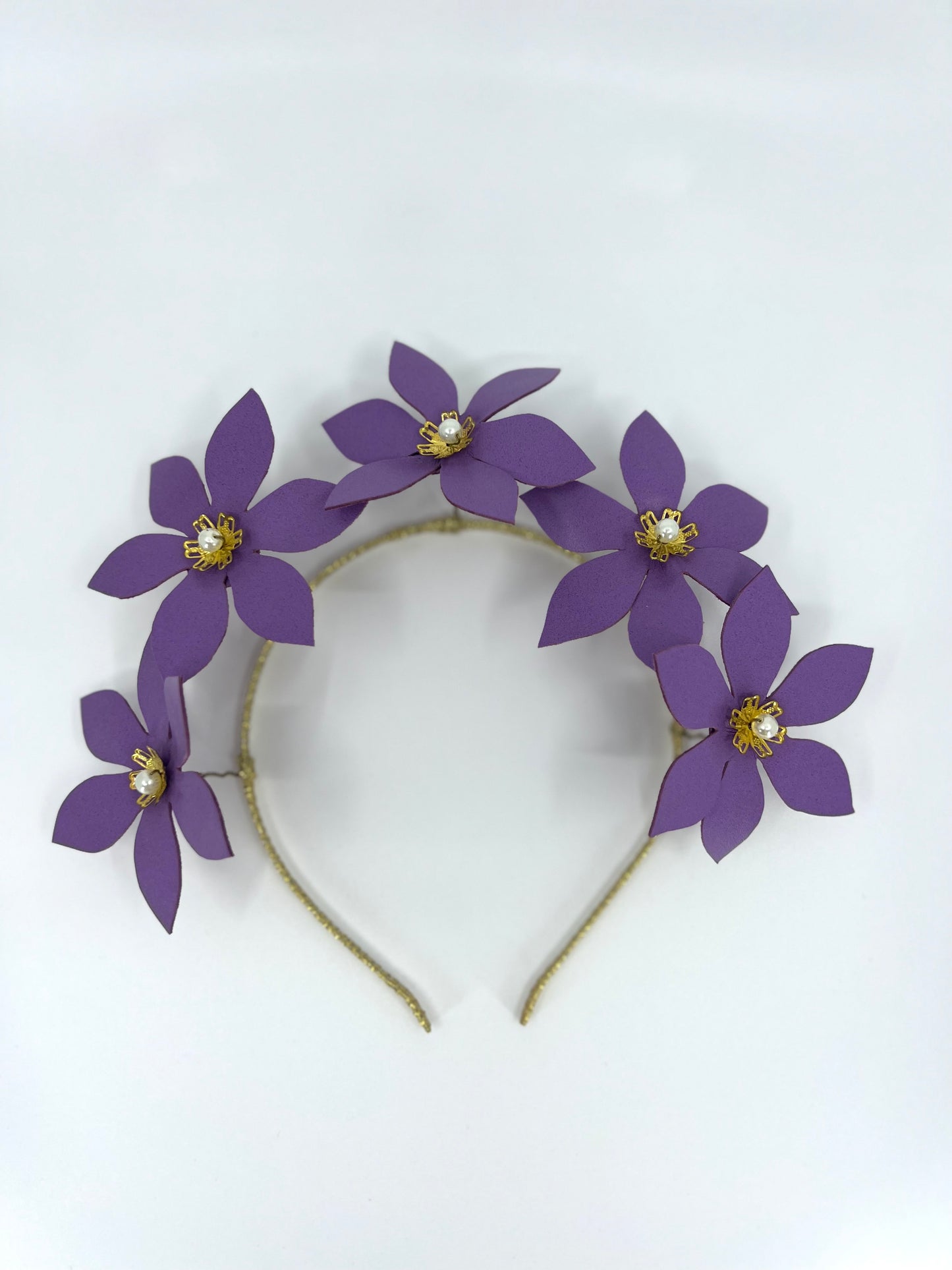 Purple Leather Flower Headpiece - BY⭑SHIMMER