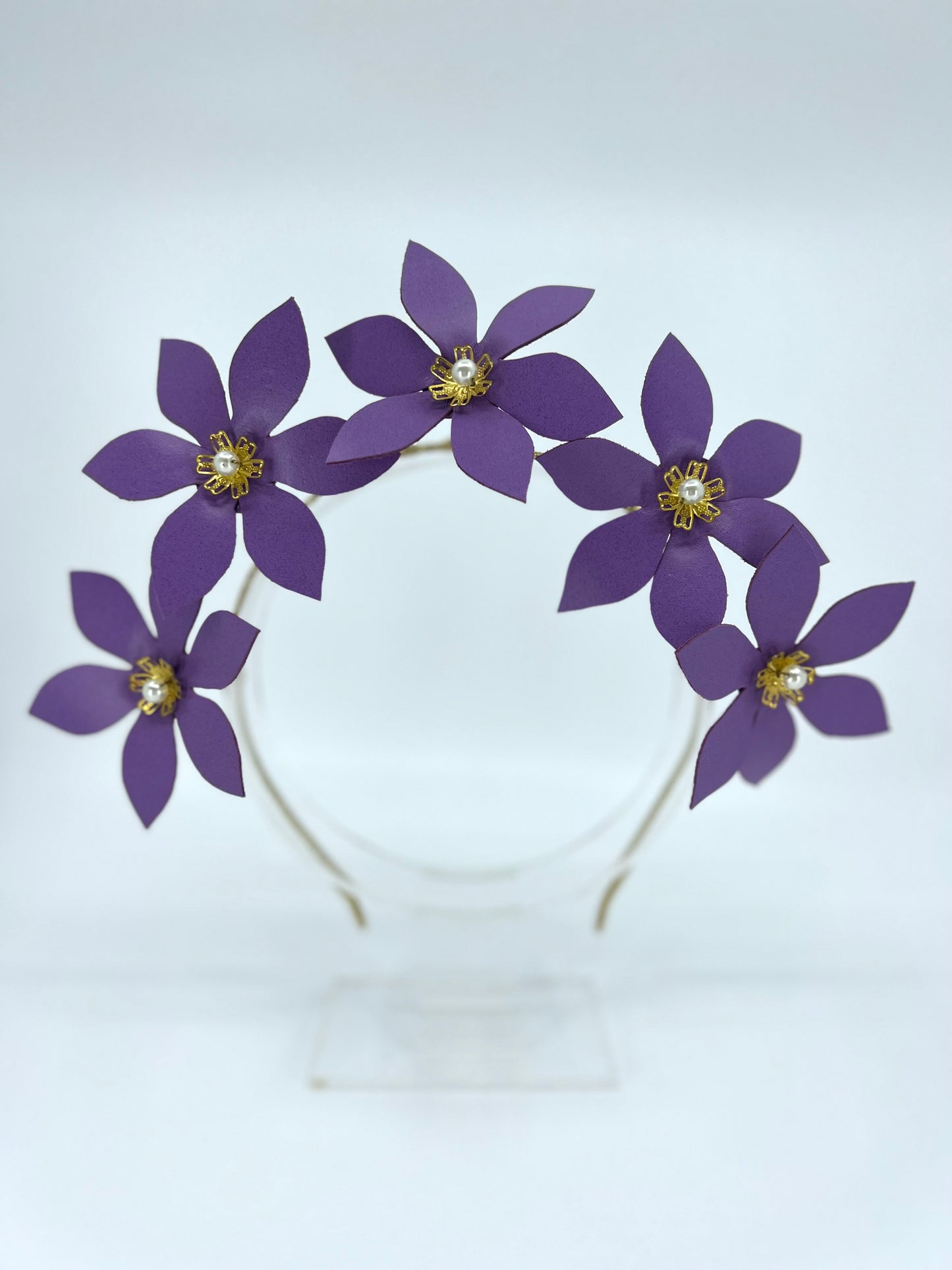 Purple Leather Flower Headpiece - BY⭑SHIMMER