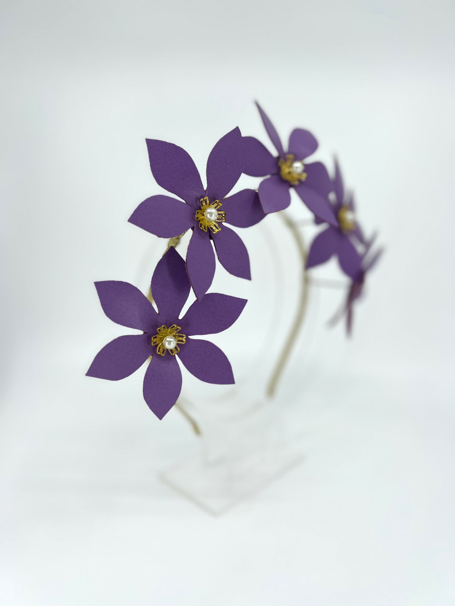 Purple Leather Flower Headpiece - BY⭑SHIMMER