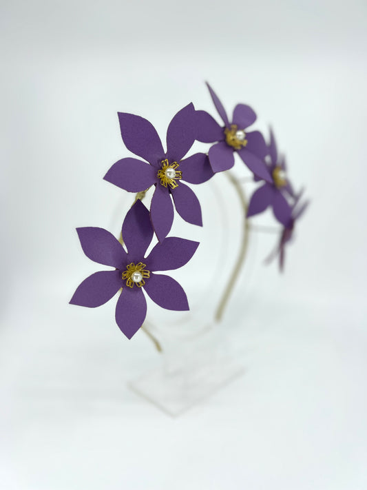 Purple Leather Flower Headpiece - BY⭑SHIMMER