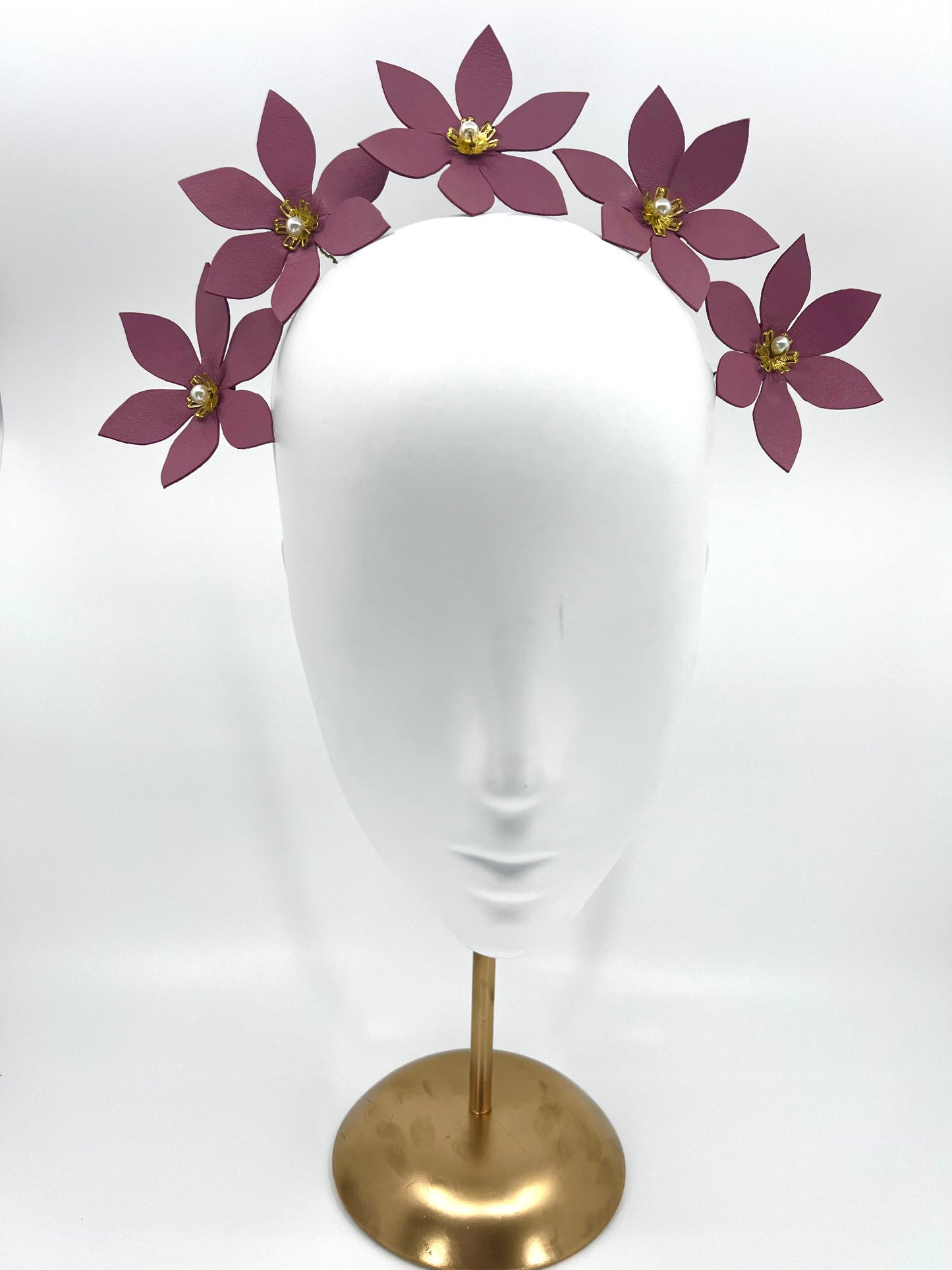 Blush Pink Leather Flower Headpiece - BY⭑SHIMMER