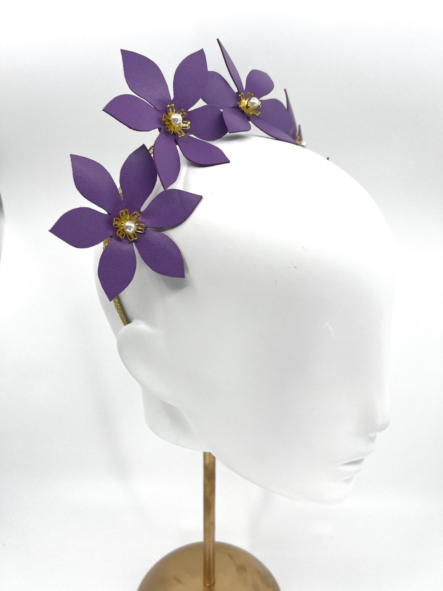 Purple Leather Flower Headpiece - BY⭑SHIMMER