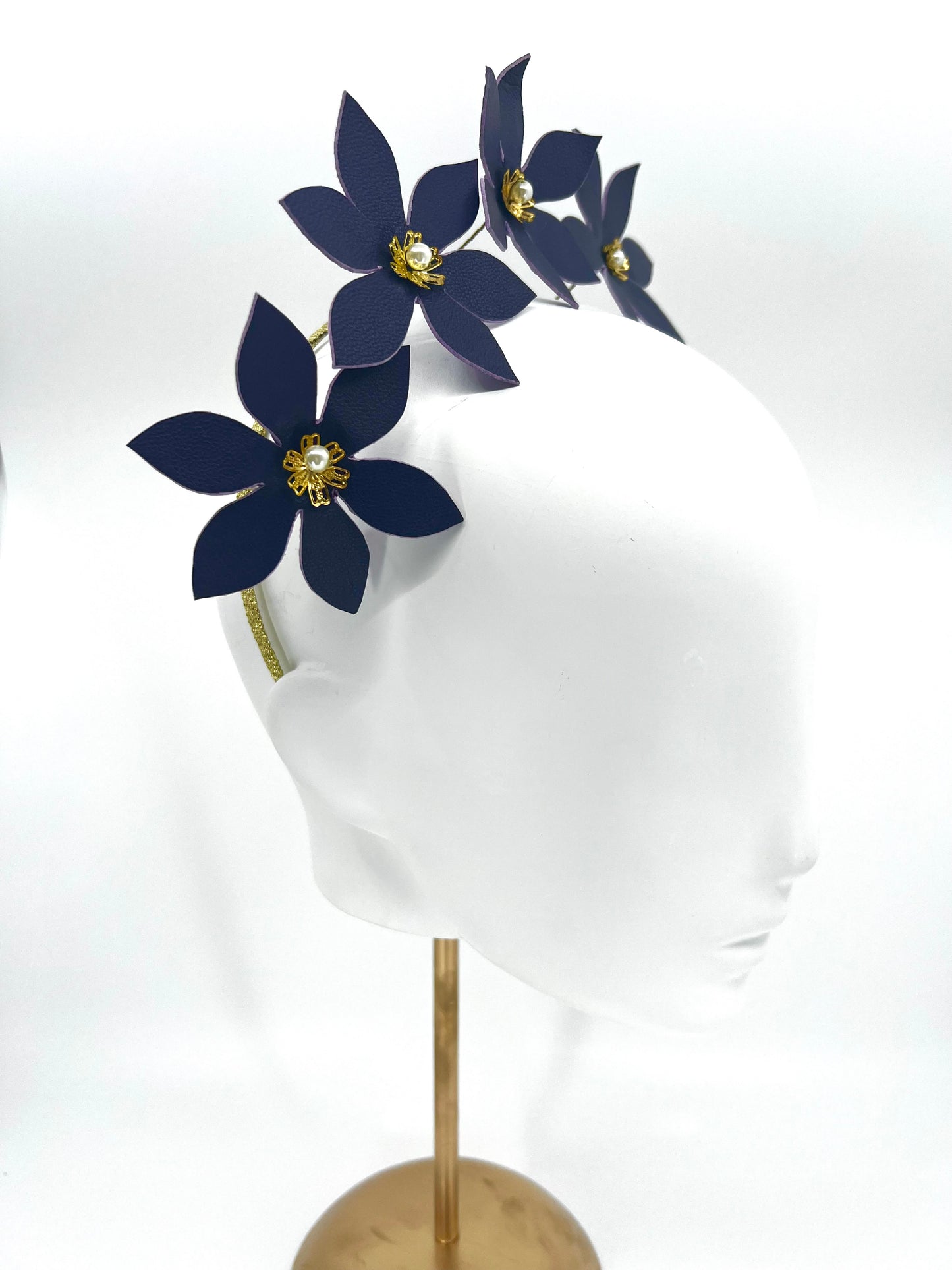 Dark Purple Leather Flower Headpiece - BY⭑SHIMMER