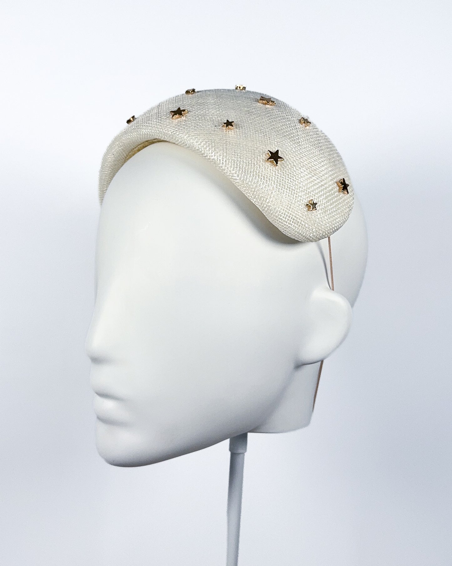 Ivory Sinamay Bandeau with Gold Star Beading - BY⭑SHIMMER