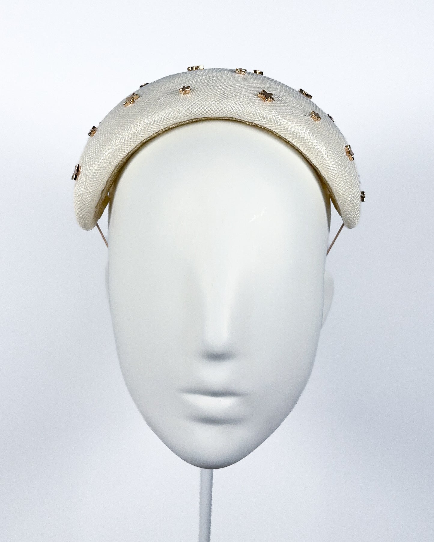 Ivory Sinamay Bandeau with Gold Star Beading - BY⭑SHIMMER