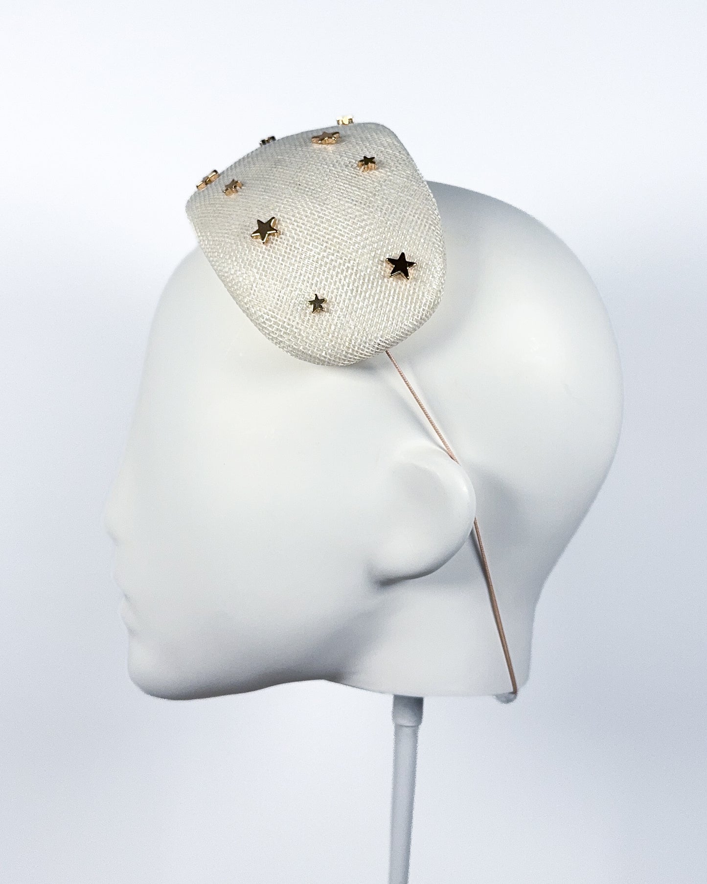 Ivory Sinamay Bandeau with Gold Star Beading - BY⭑SHIMMER