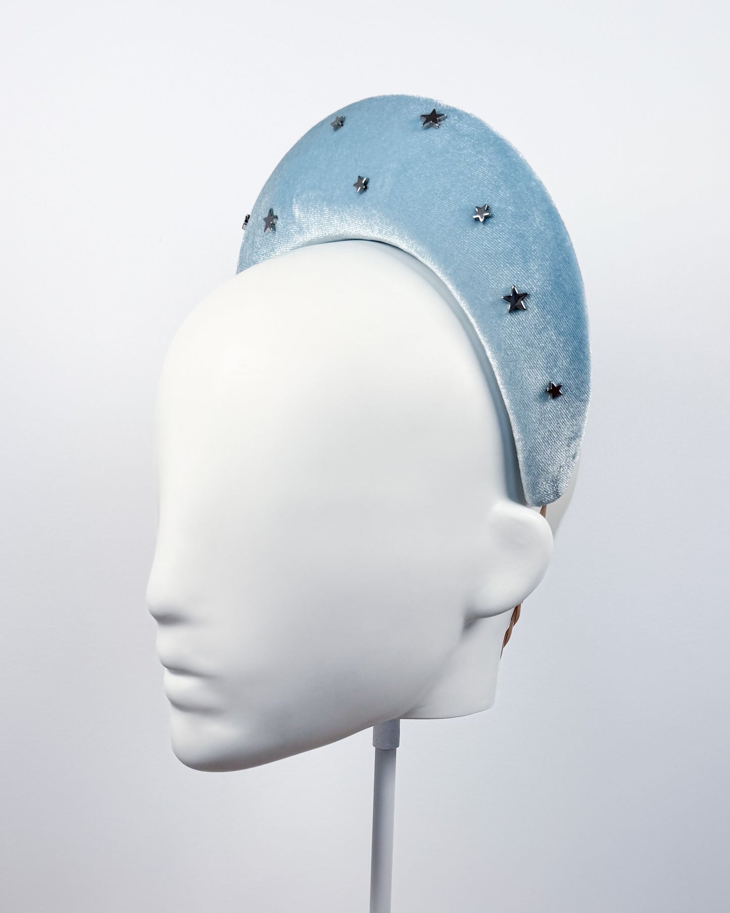 Pale Blue Velvet Halo with Silver Stars - BY⭑SHIMMER