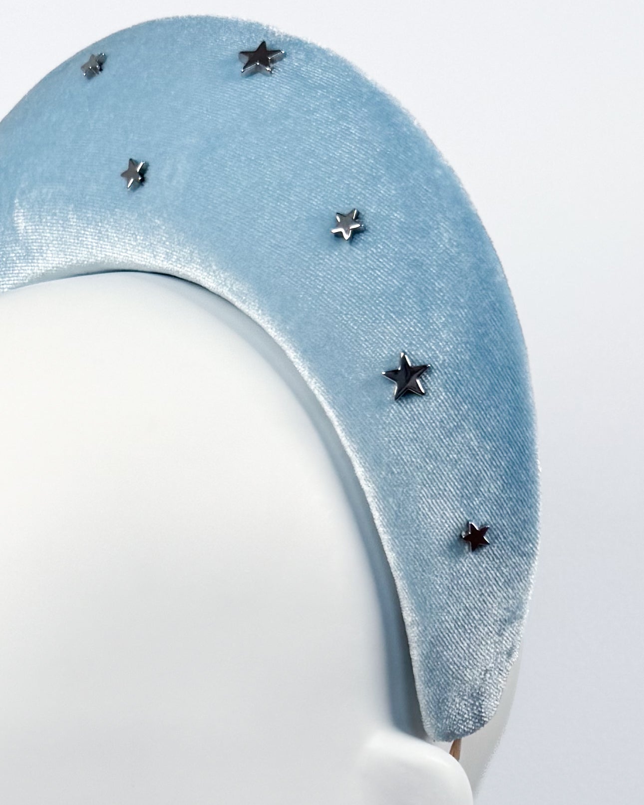 Pale Blue Velvet Halo with Silver Stars - BY⭑SHIMMER