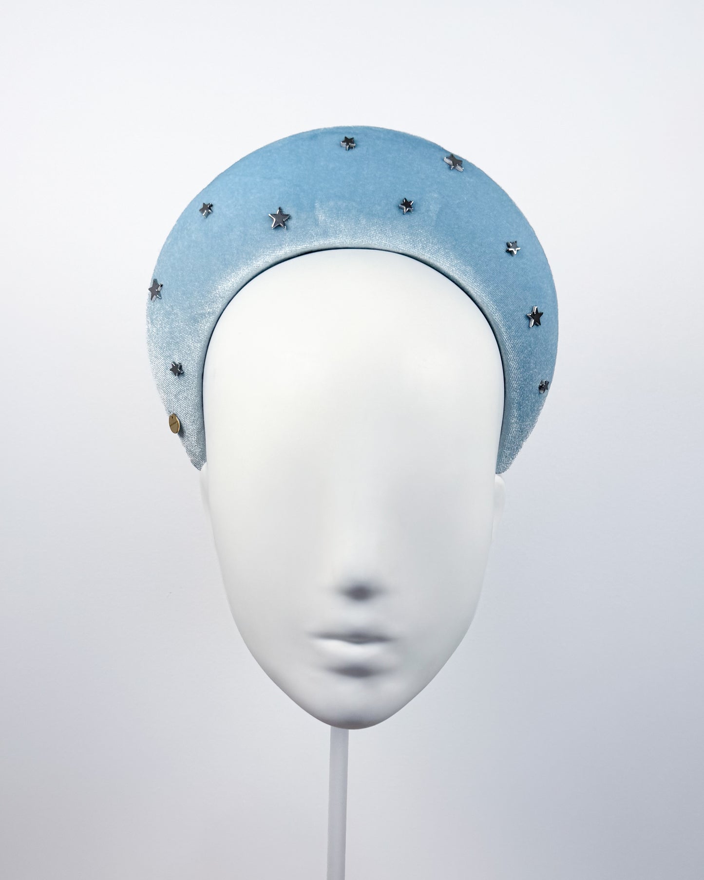 Pale Blue Velvet Halo with Silver Stars - BY⭑SHIMMER
