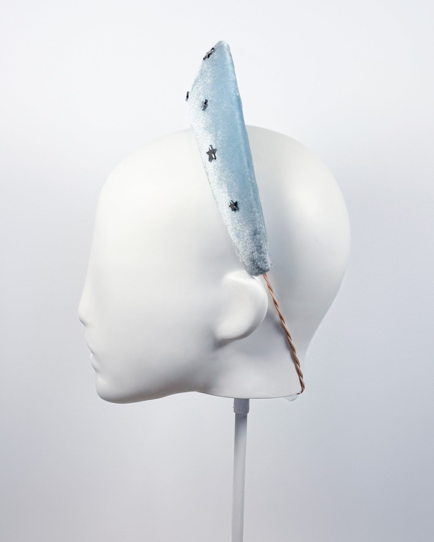 Pale Blue Velvet Halo with Silver Stars - BY⭑SHIMMER