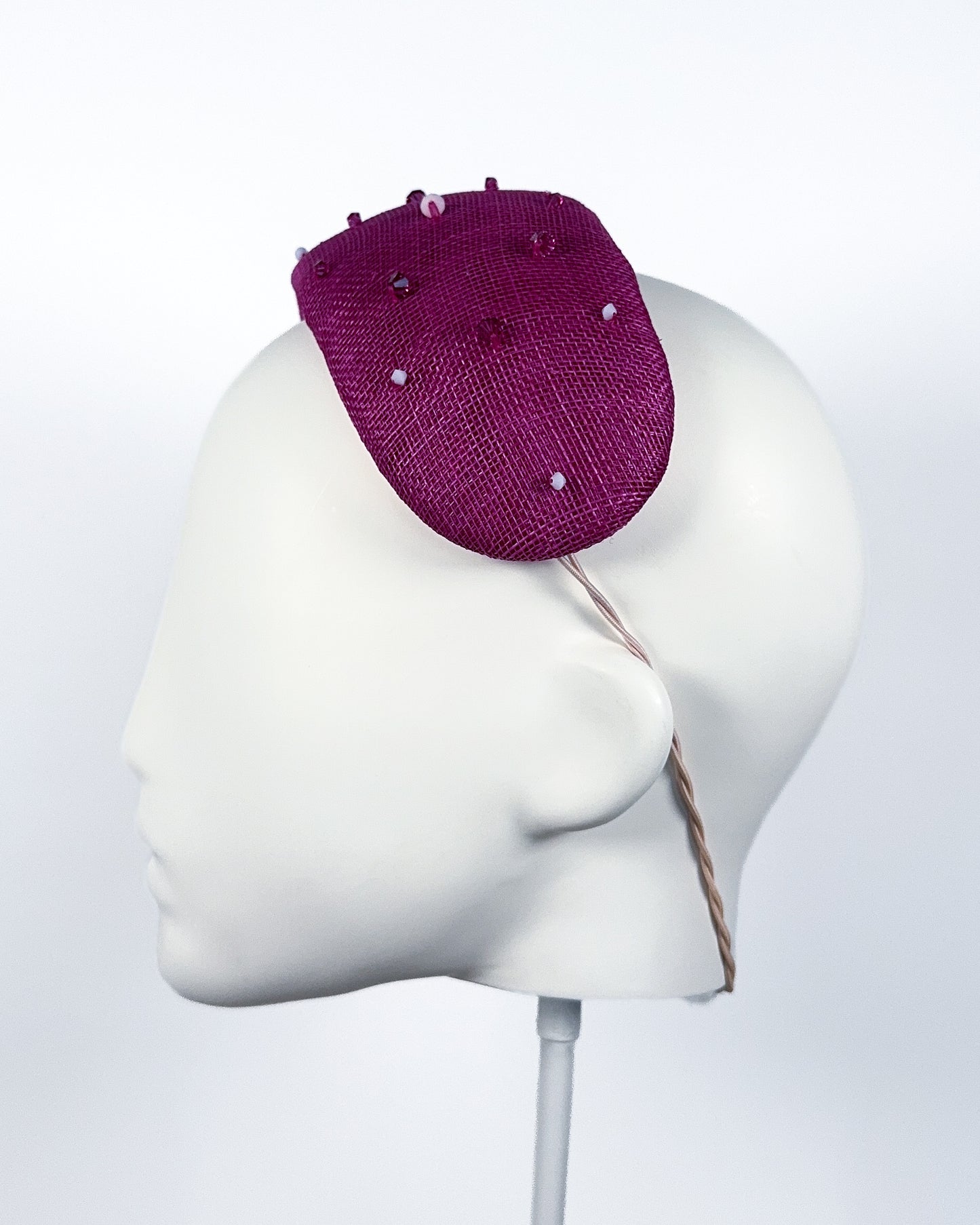 Fuchsia Pink Sinamay Bandeau with Swarovski Beading - BY⭑SHIMMER