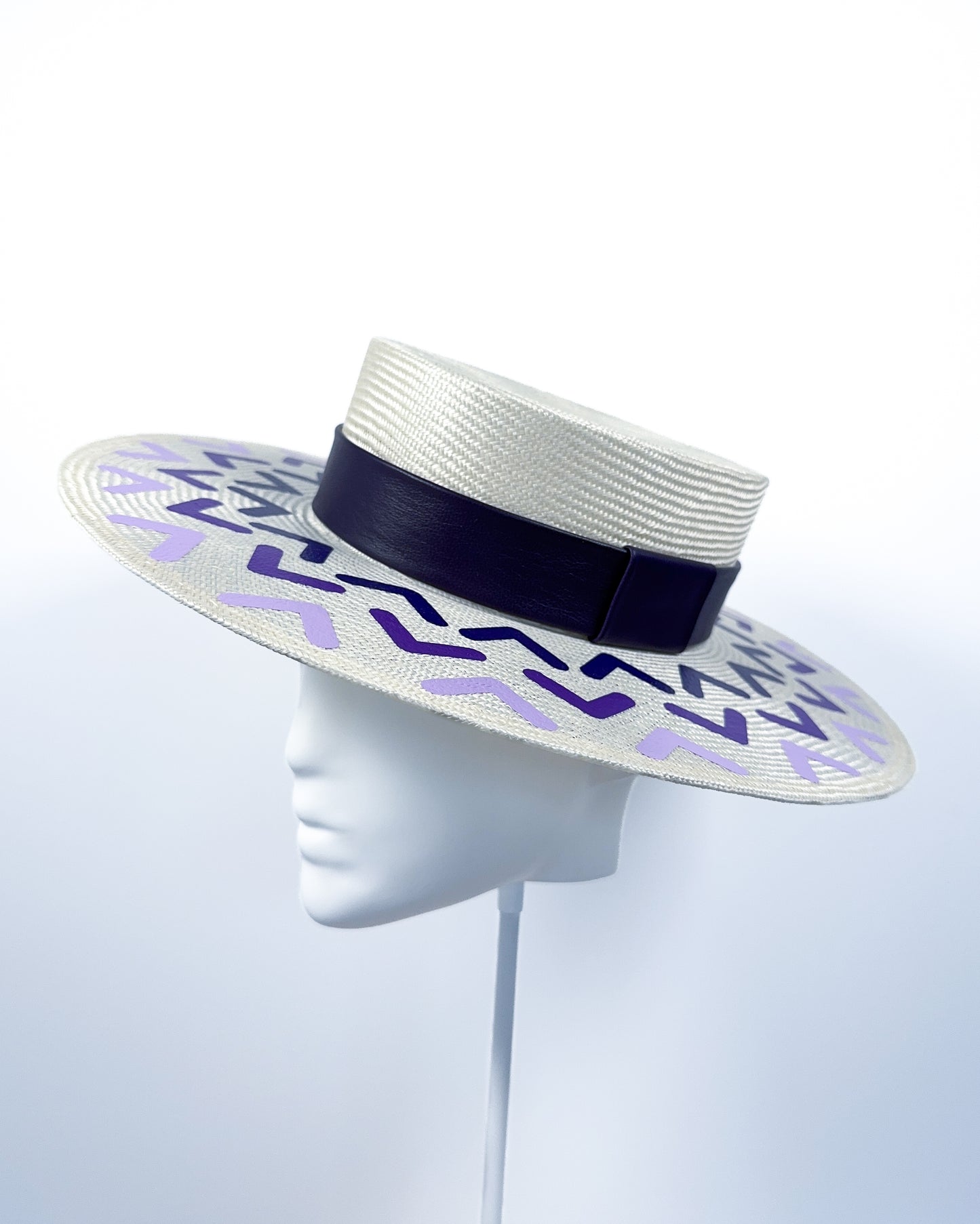 Ivory and Purple Ombre Print Boater - BY⭑SHIMMER