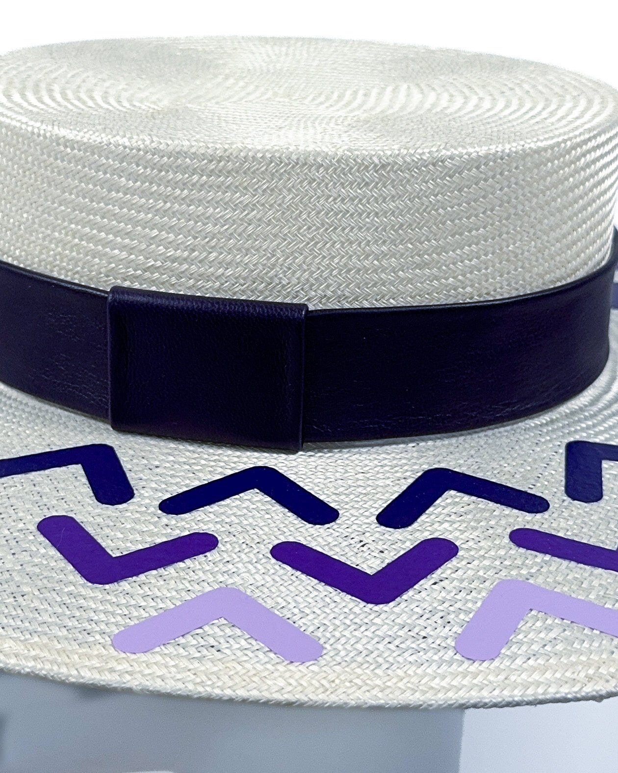 Ivory and Purple Ombre Print Boater - BY⭑SHIMMER