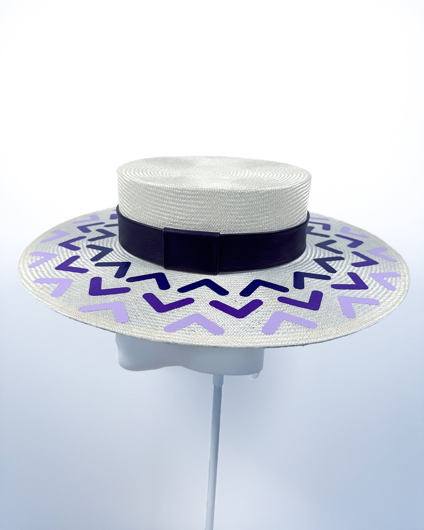 Ivory and Purple Ombre Print Boater - BY⭑SHIMMER