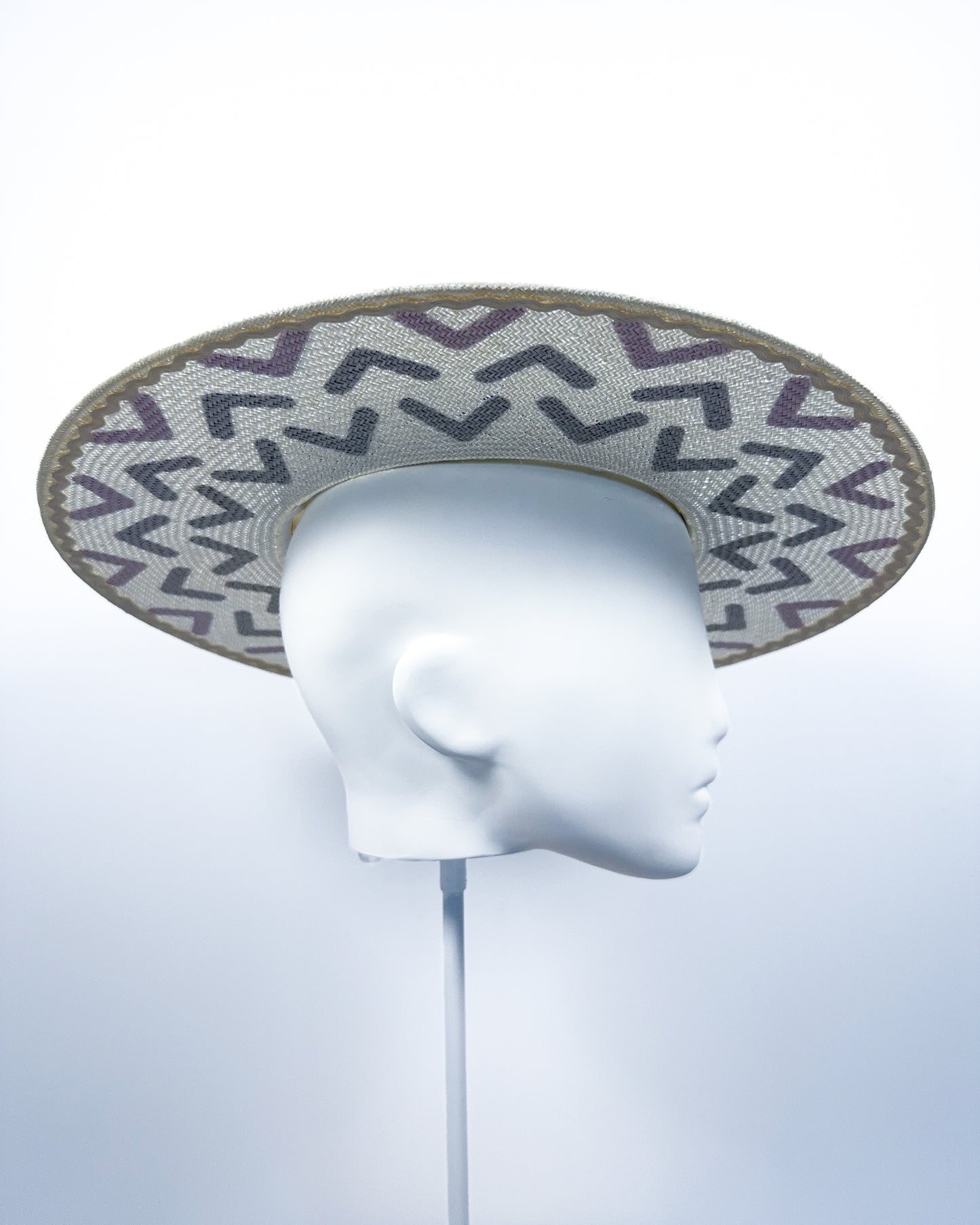 Ivory and Purple Ombre Print Boater - BY⭑SHIMMER